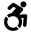 Grafik Barrierefreiheit Icon von einem Rollstuhl, in dem ein Männchen sitzt